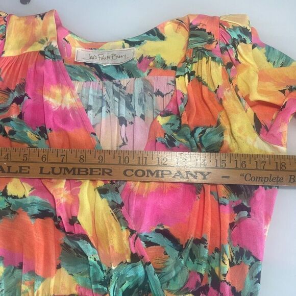 Jen‘s Pirate Booty Multicolor Elastic Waist Fire Floral Mini Dress Medium - Picture 8 of 9